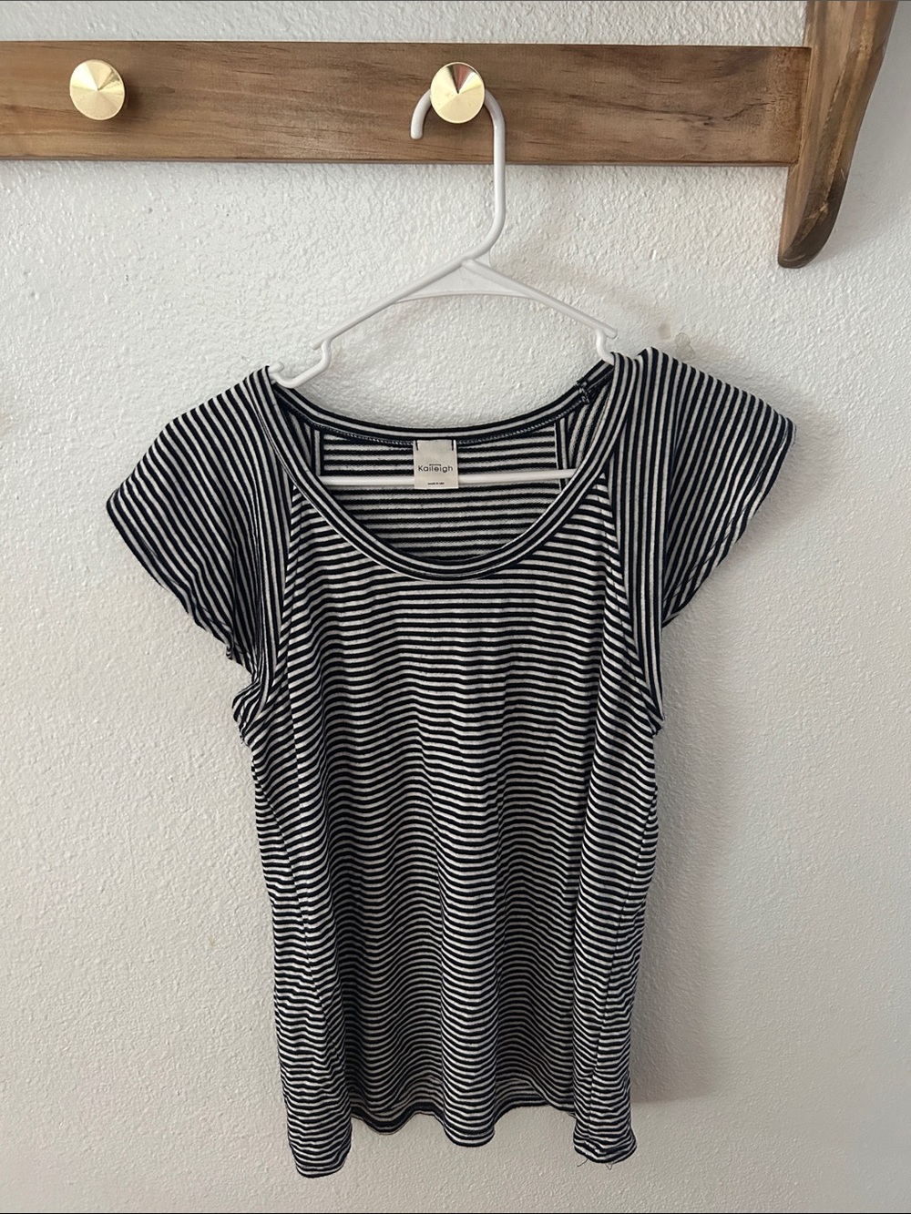 Kaileigh Navy & White Stripe Scoop Neck Women's Top